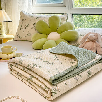 雅鹿a类双面纯棉床盖四季通用填充新疆棉花床单两面可用ab版双色床罩