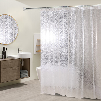 浴帘布加长版浴室浴帘免打孔套装透明帘卫生间挂帘厨房防油烟隔断门帘