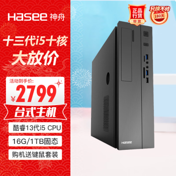 神舟（HASEE）新瑞X05商用台式电脑办公主机(酷睿十三代i5-13400 16G 1TBSSD win11键鼠)