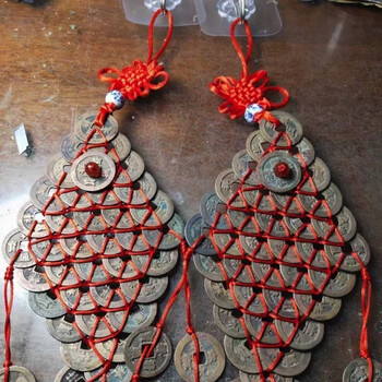 包邮假一罚三祥符铜钱鱼由52枚祥符通宝美品编制而成熙宁元宝鱼一对