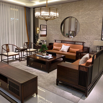 定制新中式全实木沙发乌金木别墅豪宅禅意客厅现代简约全整装组合家具
