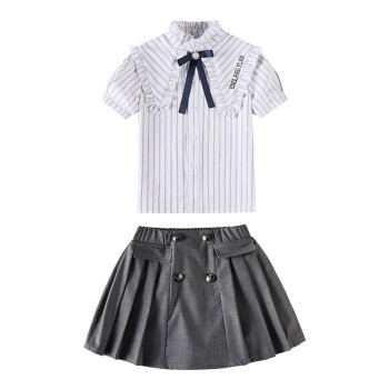 阙珞磐小学生校服夏装儿童班服幼儿园园服夏季英伦风衬衫两件套 女款=