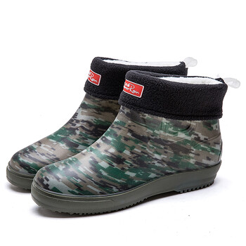 春秋时尚迷彩短筒雨鞋男士低帮水靴套鞋防滑胶鞋防水鞋户外雨靴男 558