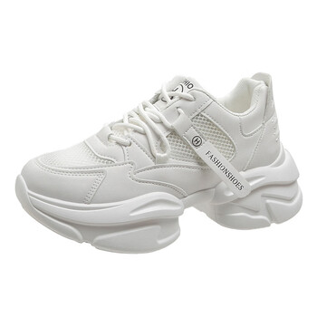 乔贝曼夏天内增高透气旅游鞋老爹鞋女网面运动小白鞋夏百搭白色35