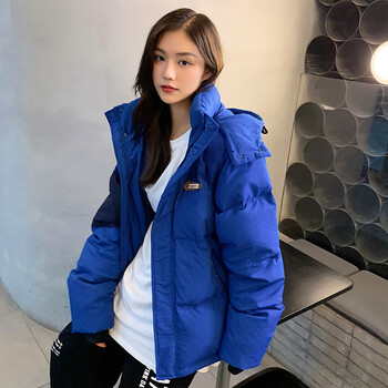 潮流羽绒服女2021新款韩国小个子加厚短款纯侣装面包服冬季潮蓝色s