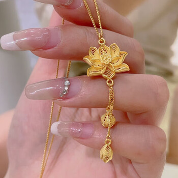 项链秀气又灵动5g工艺质感七夕生日送女友礼物莲花项链金约重644克