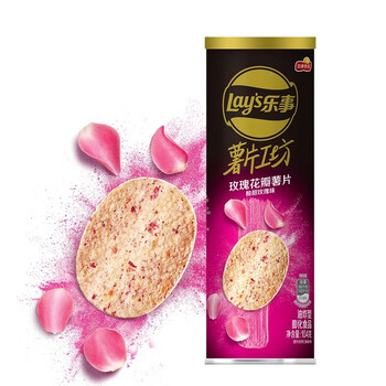 乐事lays薯片工坊玫瑰花瓣薯片酸甜玫瑰味104克