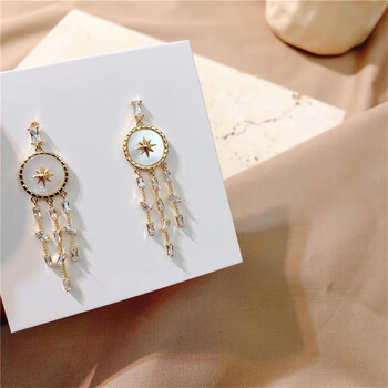 库班猪新款八角星流苏耳坠气质时尚捕梦网耳环女 八角星耳环