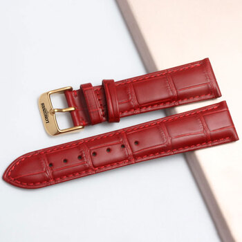 表带原装牛皮真皮男女款名匠瑰丽康卡斯军旗嘉岚律雅手表带红色金针扣