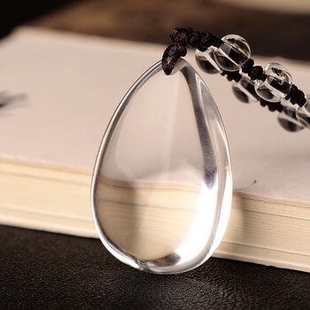 静晶阁天然白水晶水滴吊坠小众设计轻奢女款项链转运挂坠原石水晶首饰