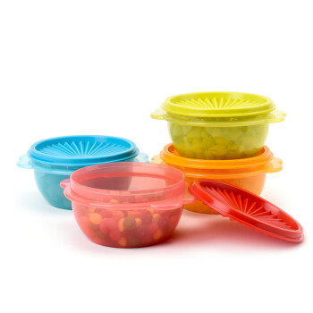 特百惠tupperware400ml保鲜盒开合易圆碗4件套食品冷藏零食储藏保鲜