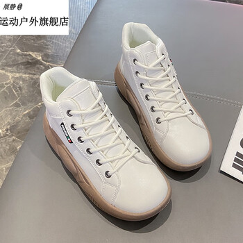 展静户外运动秋新款厚底摇摇鞋百搭时尚女单鞋高帮小白鞋休闲复古女鞋