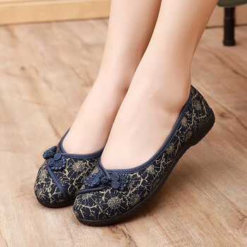 谛豪诺宝石老北京布鞋女款中老年妈妈鞋平底复古民族风圆头浅口软底单