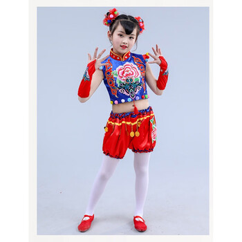 派梵珂特六一儿童节表演服中国梦娃演出服女童喜庆舞蹈幼儿园套装