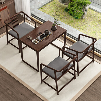 铁元帅新中式实木茶桌小户型家用阳台茶几简约实木功夫泡茶桌椅组合