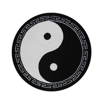 黑白阴阳太极八卦图地毯黑白地毯垫练功垫打坐禅道家垫子花边太极薄款