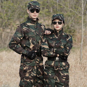 正版迷彩服夏季套装男女学生军训服新式耐磨劳保服高级户外工作服 特