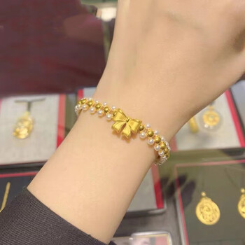 老凤凰星诺菲老凤凰黄金蝴蝶结在逃公主手链女2023年新款珍珠编织20