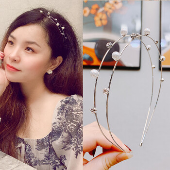 案妆法式复古珍珠发箍女韩国ins金属水钻发卡头箍仙女森系仙发饰11