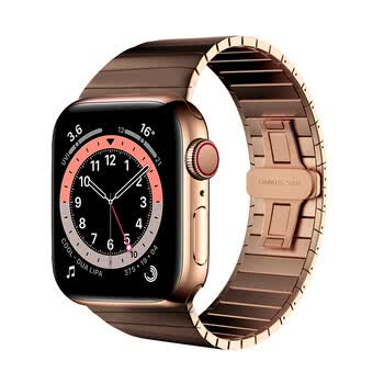 苹果手表applewatch654se不锈钢链式高档奢华玫瑰金不锈钢表带iwatch