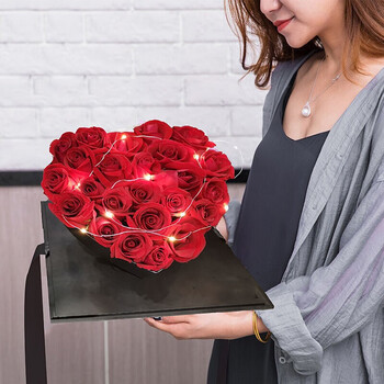 满味园鲜花同城配送33朵心形粉紫玫瑰花高端礼盒生日创意礼物纪念日送