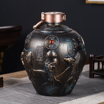 特百惠景德镇陶瓷仿古酒瓶5斤10斤复古茅台密 10斤仿古五牛瓶【图片 