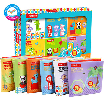 费雪布书玩具 费雪 Fisher Price 宝宝布书套装6本婴儿布书幼儿早教启蒙学习玩具0 2岁 数字动物形状颜色视觉动作 F0812 行情报价价格评测 京东