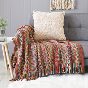 波西米亚沙发毯子波西米亚针织线毯沙发巾单人老虎椅头等舱沙发盖巾床