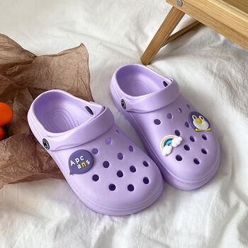 洞洞鞋女学生简约舒适可爱时尚家用浴室防滑软底韩版拖鞋凉鞋外穿紫色