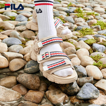 fila斐乐女鞋运动猫爪凉鞋2022夏季运动鞋厚底魔术贴沙滩鞋 木薯粉-tp