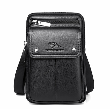 酷奇袋鼠手机包男士真皮腰包穿皮带别腰式手机袋潮牌单肩包挂腰皮