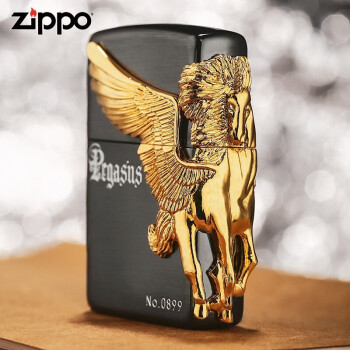 ZIPPO 之宝防风打火机 限量珍藏版三面飞马天使之翼 希望之神天马行空 马到成功 男士礼品 黑冰