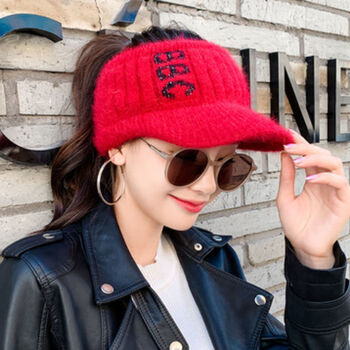 科田帽子女秋冬百搭空顶帽子韩版时尚毛线帽护耳帽冬季保暖防寒针织帽