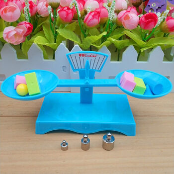 小学生托盘天平秤教具幼儿园数学测量小台秤儿童天平玩具实验教学托盘