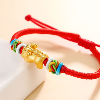 金雅福黄金貔貅宝宝手链999足金3d硬金婴儿手串满月儿童宝宝金饰周岁