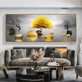 新中式客厅装饰画中国风背景墙壁画山水画横幅大气办公室挂画al108