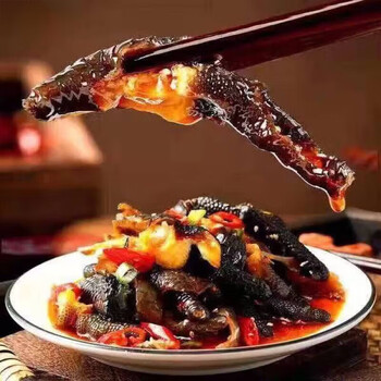 无骨鸡爪去骨乌鸡黑爪网红零食无骨凤爪凉菜 春之源去骨椒麻鸡1包kgkg