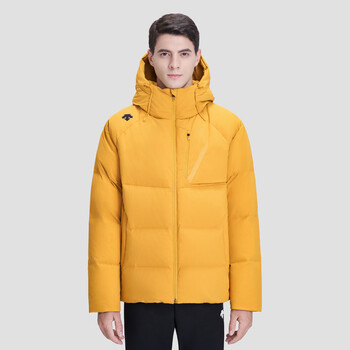 迪桑特descente羽绒服男士光转热技术男士保暖防风短款连帽羽绒服面包