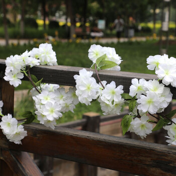繁花若素樱花仿真花墙面装饰花假花樱花枝带绿叶樱花树枝婚庆装饰樱花