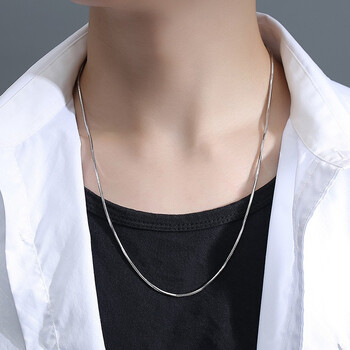 周生生银项链男士潮流韩版兄弟蛇骨链送男友长50cm粗15mm重约8g中等