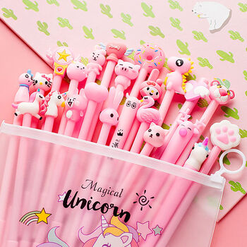 超萌创意少女心文具套装卡通笔学生用网红笔 粉色系混装笔壳(不含芯)