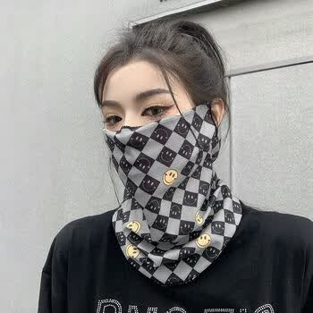 槿城夏季防晒面罩女ins全脸护颈挂耳口罩骑 