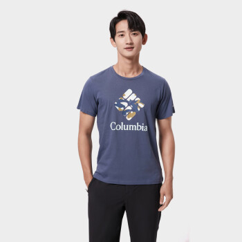 Columbia哥伦比亚户外夏季男子舒适弹性棉质圆领图案T恤AE0403 479 S