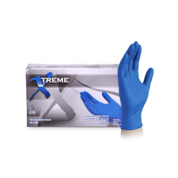 爱马斯 一次性丁腈手套 深蓝色100只 耐用型工业劳保实验室加工厂 XNFST 小号S
