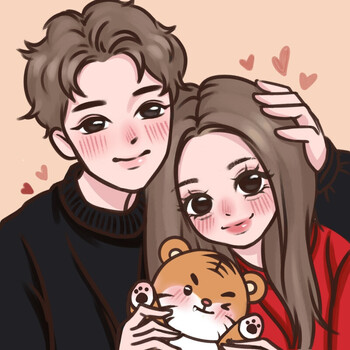 q版手绘头像定制设计卡通人物照片转漫画人像动漫情侣画头像约稿 甜橙