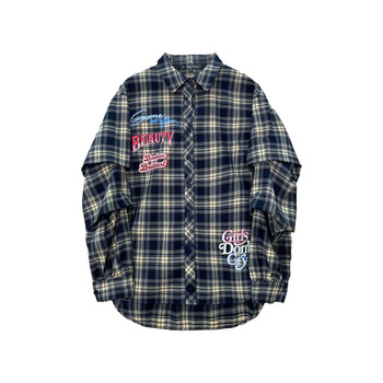 服饰内衣>女装>衬衫>维伦凯>维伦凯somesowe格纹花标提袖衬衫女格子