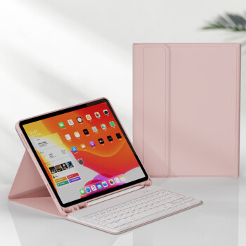 ipad8保护套带笔槽9.7英寸10.2蓝牙键盘air3七代保护套2020Pro11一体八代鼠标套装 樱花粉【带键盘+钢化膜】 iPad2020（10.2英寸）