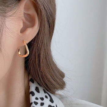 时泽蒂方形耳扣新款潮简约冷淡风个性百搭耳环女网红气质耳饰耳圈方形