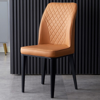 景彩 椅子餐椅家用北欧餐椅子酒店椅子客厅软包皮革靠背椅 升级款125棕色