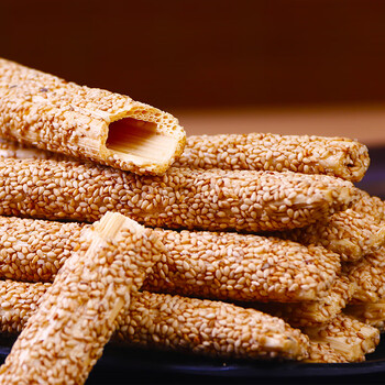 芝麻糖棍纯手工老式酥麻糖河南特产灶糖空心芝麻棒麦芽糖 ()麻糖400g*